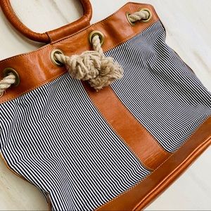 NWOT Barneys New York Leather/Linen Purse Tote